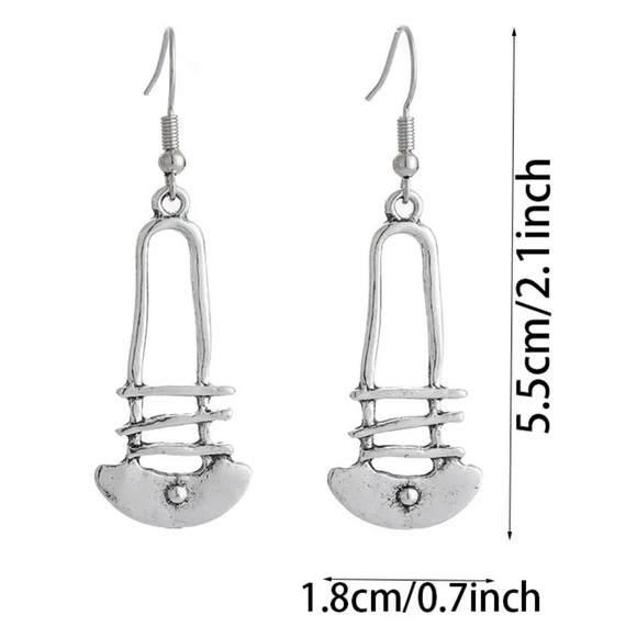 925 Sterling Silver Plated Boho Geometric Drop Earrings - Picture 4 of 4